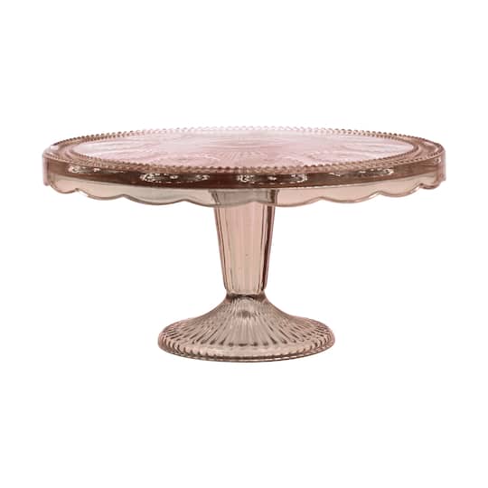 10" Pink Glass Cake Stand by Celebrate It™